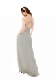 Soft Chiffon Criss Cross Back Long Spaghetti Straps Silver A-Line Bridesmaid Dress Plymouth