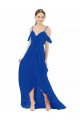 Soft Chiffon Long V-Neck A-Line High Low Bridesmaid Dress Plymouth