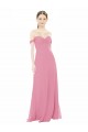 Soft Chiffon Long Off the Shoulder Skin Pink A-Line Formal Dress / Bridesmaid Dress Plymouth