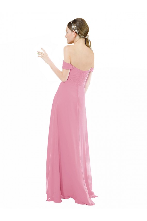 Soft Chiffon Long Off the Shoulder Skin Pink A-Line Formal Dress / Bridesmaid Dress Plymouth