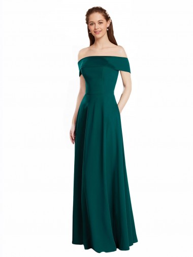 Soft Chiffon Long Off the Shoulder Hunter A-Line Bridesmaid Dress Plymouth