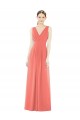 Soft Chiffon V-Back Long V-Neck Coral A-Line Bridesmaid Dress Plymouth