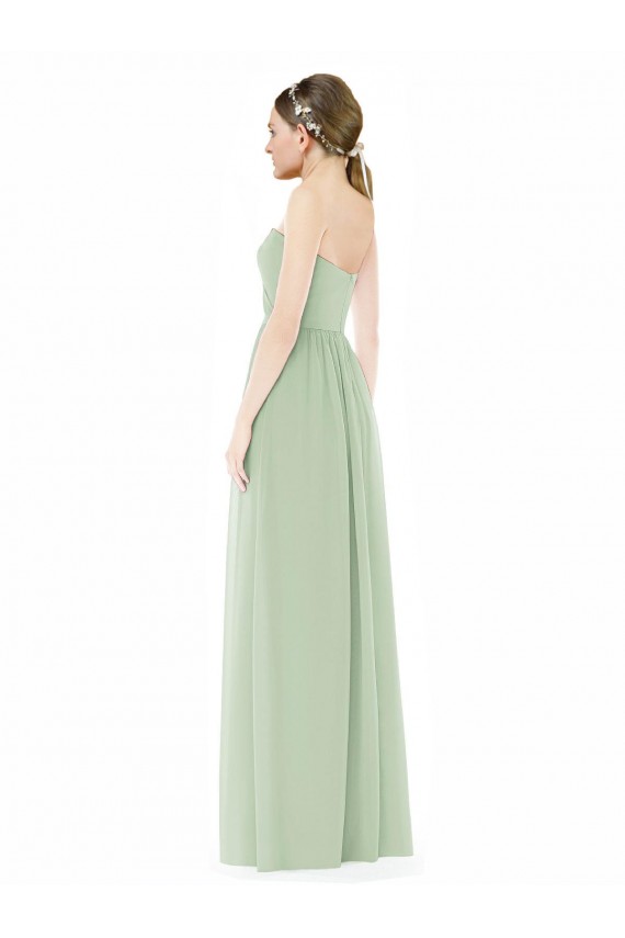 Soft Chiffon Low Back Long Sweetheart Sage A-Line Semi Formal Evening Dress / Bridesmaid Dress Plymouth