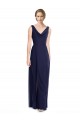 Soft Chiffon V-Back Long Cowl Neck Dark Navy A-Line Bridesmaid Dress Plymouth