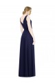 Soft Chiffon V-Back Long Cowl Neck Dark Navy A-Line Bridesmaid Dress Plymouth