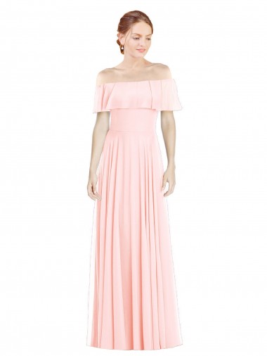 Soft Chiffon Long Off the Shoulder A-Line Formal Bridesmaid Dress Plymouth
