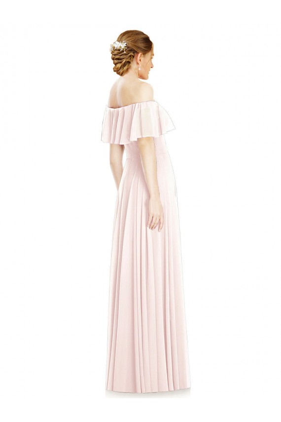 Soft Chiffon Long Off the Shoulder A-Line Formal Bridesmaid Dress Plymouth
