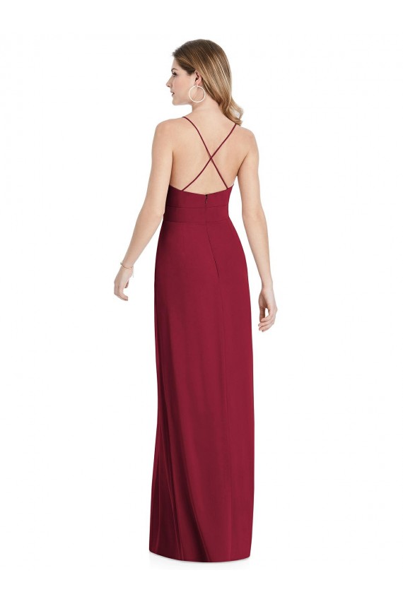Soft Chiffon Open Back Long Spaghetti Straps A-Line Semi Formal Evening Dress / Bridesmaid Dress Plymouth