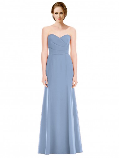 Soft Chiffon Long Sweetheart Dusty Blue Mermaid Bridesmaid Dress Plymouth