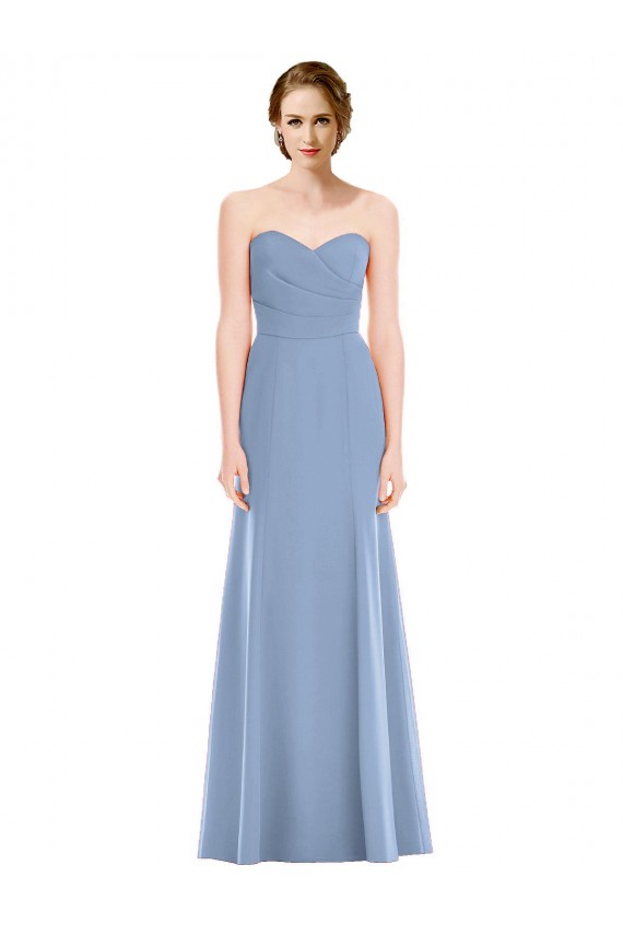 Soft Chiffon Long Sweetheart Dusty Blue Mermaid Bridesmaid Dress Plymouth
