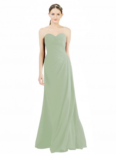 Soft Chiffon Long Sweetheart Smoke Green A-Line Bridesmaid Dress Plymouth