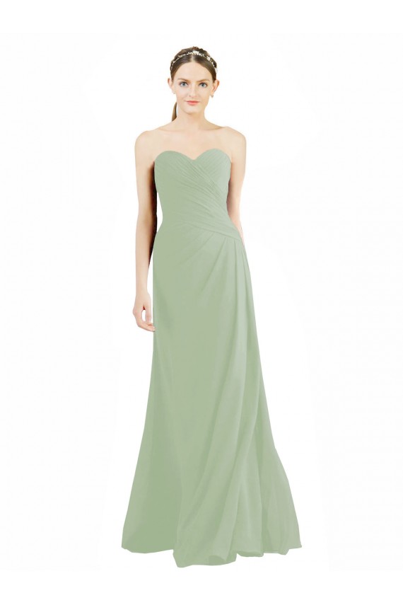 Soft Chiffon Long Sweetheart Smoke Green A-Line Bridesmaid Dress Plymouth