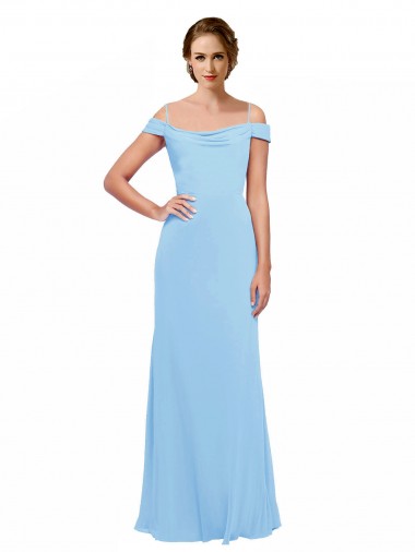 Soft Chiffon Long Off the Shoulder Periwinkle A-Line Bridesmaid Dress Plymouth