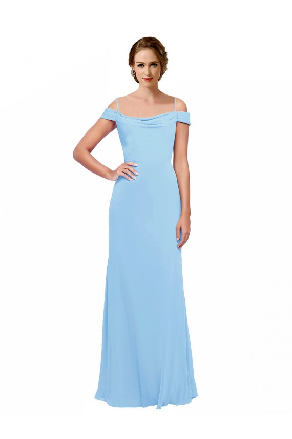 Soft Chiffon Long Off the Shoulder Periwinkle A-Line Bridesmaid Dress Plymouth