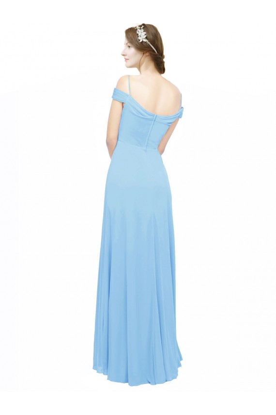 Soft Chiffon Long Off the Shoulder Periwinkle A-Line Bridesmaid Dress Plymouth
