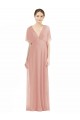 Soft Chiffon V-Back Long V-Neck Bliss Pink A-Line Bridesmaid Dress / Formal Dress Plymouth