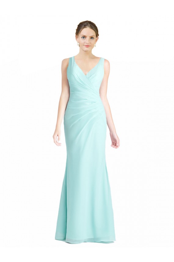 Soft Chiffon & Lace Long V-Neck Mermaid Bridesmaid Dress Plymouth