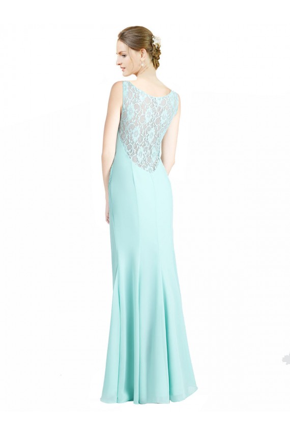 Soft Chiffon & Lace Long V-Neck Mermaid Bridesmaid Dress Plymouth