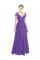 Soft Chiffon Open Back Long Off the Shoulder Purple A-Line Bridesmaid Dress Plymouth