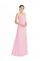 Soft Chiffon Open Back Long Spaghetti Straps Barely Pink A-Line Bridesmaid Dress Plymouth