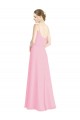 Soft Chiffon Open Back Long Spaghetti Straps Barely Pink A-Line Bridesmaid Dress Plymouth