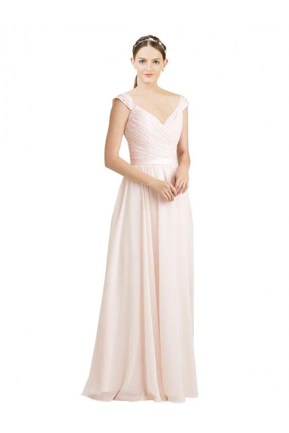 Soft Chiffon & Lace Open Back Long Sweetheart A-Line Bridesmaid Dress Plymouth
