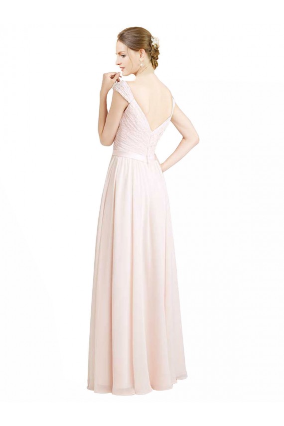 Soft Chiffon & Lace Open Back Long Sweetheart A-Line Bridesmaid Dress Plymouth