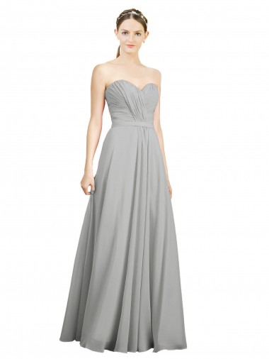 Soft Chiffon Open Back Long Sweetheart A-Line Bridesmaid Dresses Plymouth