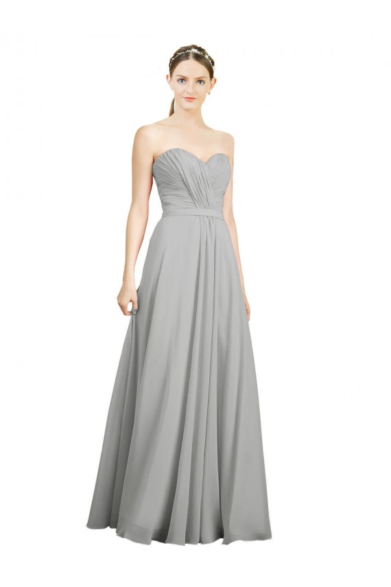 Soft Chiffon Open Back Long Sweetheart A-Line Bridesmaid Dresses Plymouth