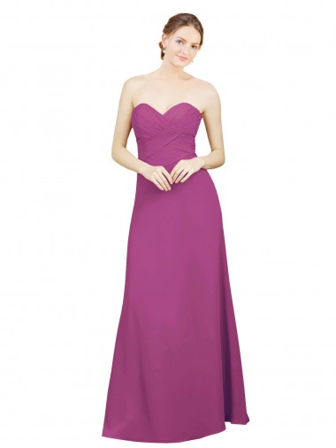 Soft Chiffon Open Back Long Sweetheart A-Line Bridesmaid Dress Plymouth