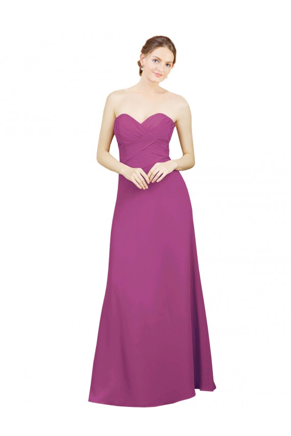 Soft Chiffon Open Back Long Sweetheart A-Line Bridesmaid Dress Plymouth