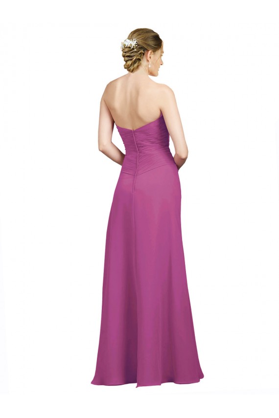 Soft Chiffon Open Back Long Sweetheart A-Line Bridesmaid Dress Plymouth