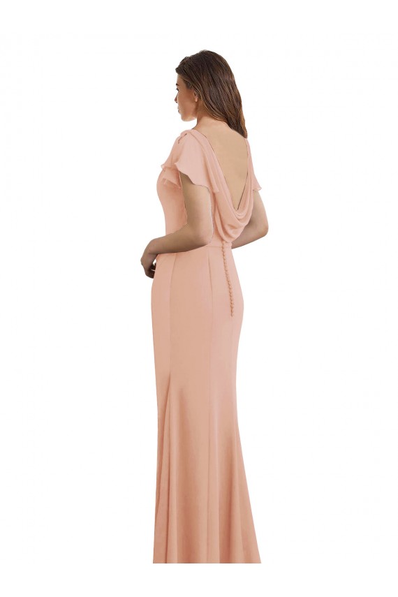 Soft Chiffon Low Back Long Boat Neck Mermaid Prom Dress / Bridesmaid Dress Plymouth