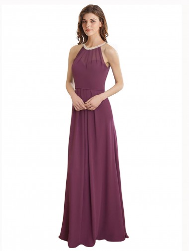 Chiffon Keyhole Back Long Sweetheart A-Line Bridesmaid Dress / Evening Gowns Plymouth