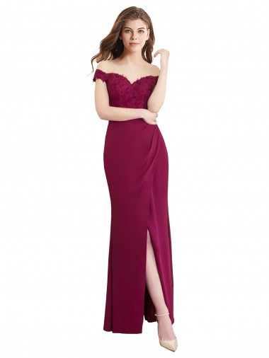 Soft Chiffon & Lace Long Off the Shoulder Mermaid Bridesmaid Dress / Formal Dress Plymouth