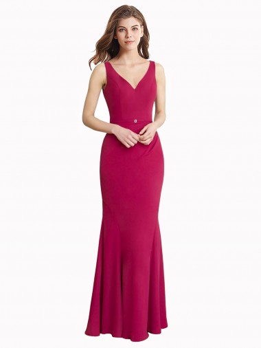 Soft Chiffon V-Back Long V-Neck Mermaid Prom Dress / Bridesmaid Dress Plymouth