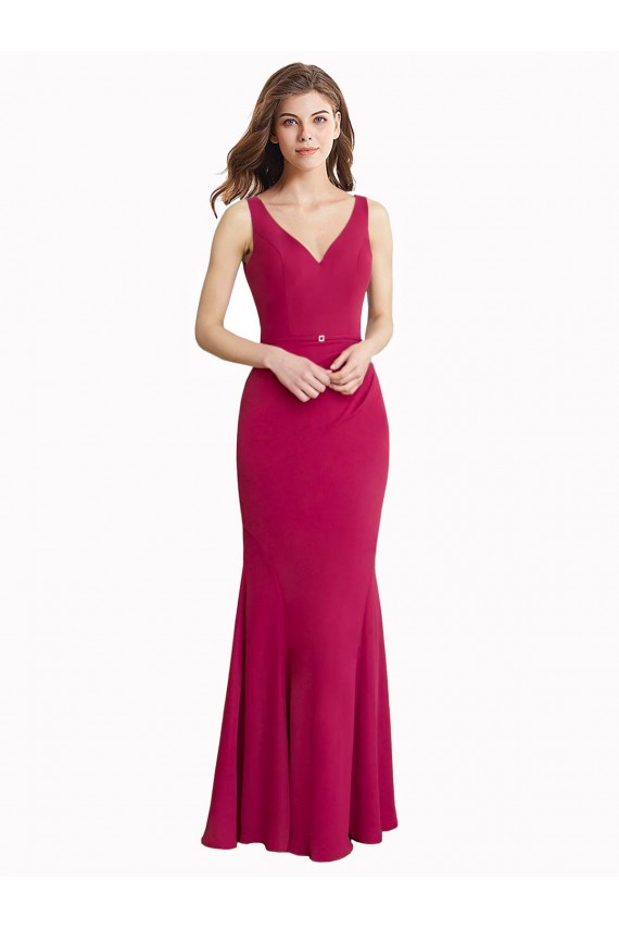 Soft Chiffon V-Back Long V-Neck Mermaid Prom Dress / Bridesmaid Dress Plymouth