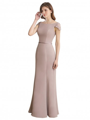 Soft Chiffon & Lace Long Scoop Neck Mermaid Formal Dress / Bridesmaid Dress Plymouth