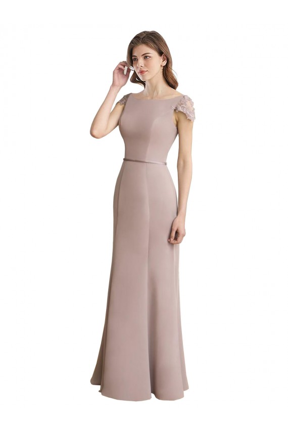 Soft Chiffon & Lace Long Scoop Neck Mermaid Formal Dress / Bridesmaid Dress Plymouth