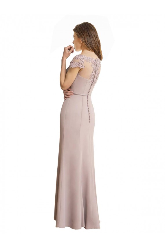 Soft Chiffon & Lace Long Scoop Neck Mermaid Formal Dress / Bridesmaid Dress Plymouth