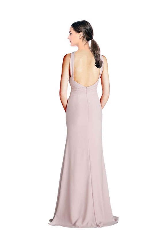 Soft Chiffon Open Back Long Halter Neck Sheath Bridesmaid Dress Plymouth