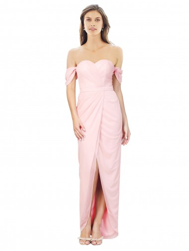 Soft Chiffon Off the Shoulder A-Line High Low Bridesmaid Dress Plymouth