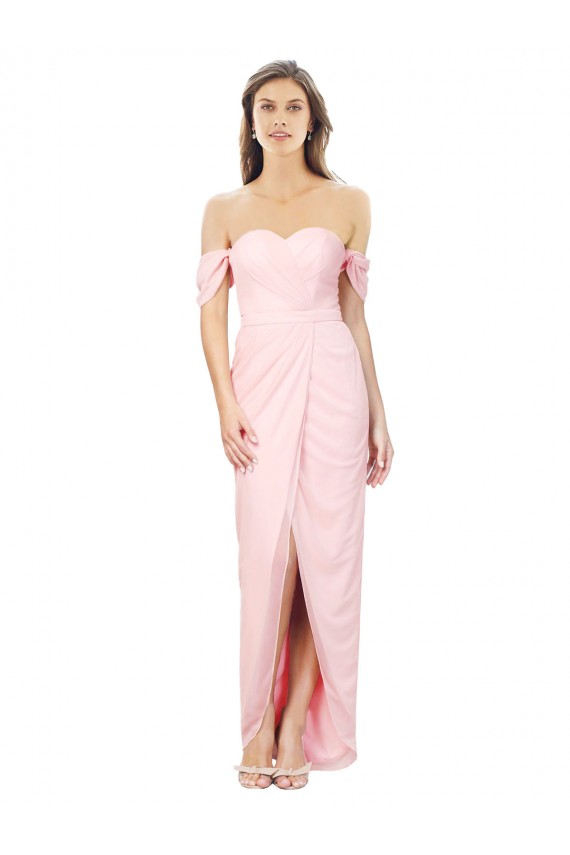 Soft Chiffon Off the Shoulder A-Line High Low Bridesmaid Dress Plymouth