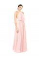 Soft Chiffon Open Back Long Halter Neck Pink A-Line Formal Dress / Bridesmaid Dress Plymouth