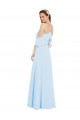 Soft Chiffon Long Halter Neck Light Sky Blue A-Line Formal Dress / Bridesmaid Dress Plymouth