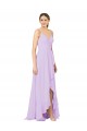 Soft Chiffon Open Back Long V-Neck Sheath High Low Bridesmaid Dress Plymouth