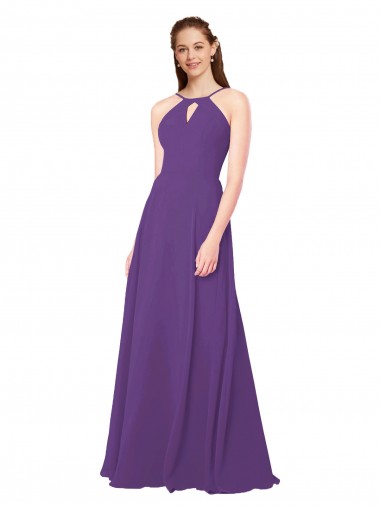 Soft Chiffon Long High Neck Sheath Bridesmaid Dress Plymouth