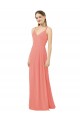 Soft Chiffon Keyhole Back Long V-Neck Desert Rose Sheath Bridesmaid Dress Plymouth