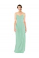 Soft Chiffon Keyhole Back Long V-Neck Mint Green Sheath Bridesmaid Dress Plymouth