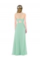 Soft Chiffon Keyhole Back Long V-Neck Mint Green Sheath Bridesmaid Dress Plymouth